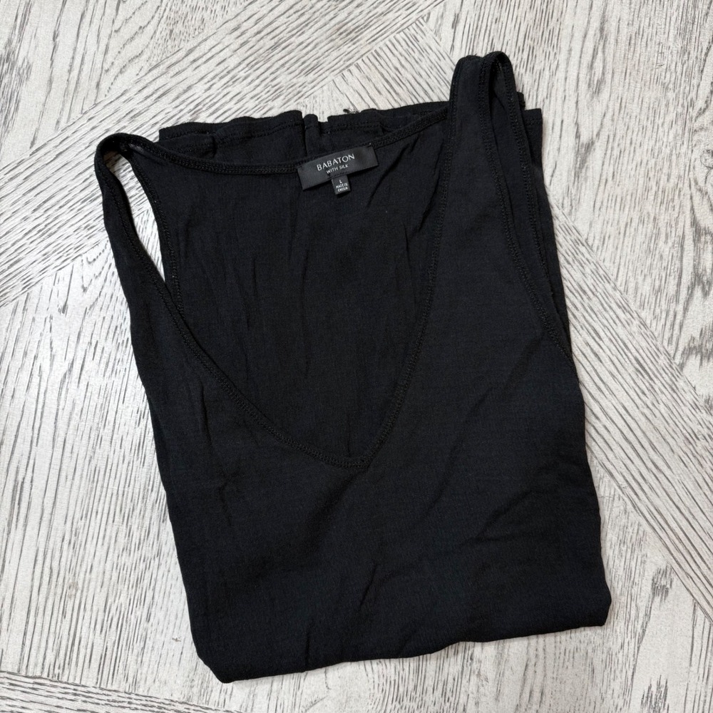 BABATON Size‎ Large Black Silk Blend V Neck Tank Top